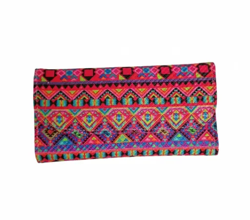 [1060] Cartera Rubi estampada - Huichol rosa